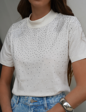 T-Shirt Strass Fabi Off White