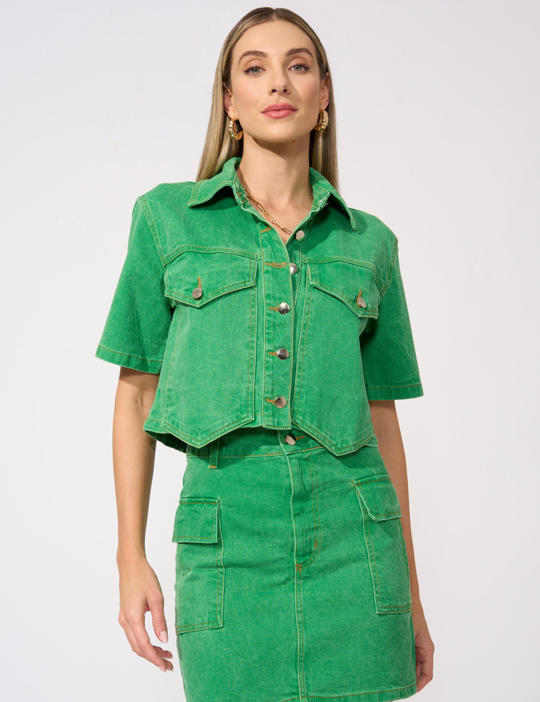 Camisa Cropped Jasmin Verde