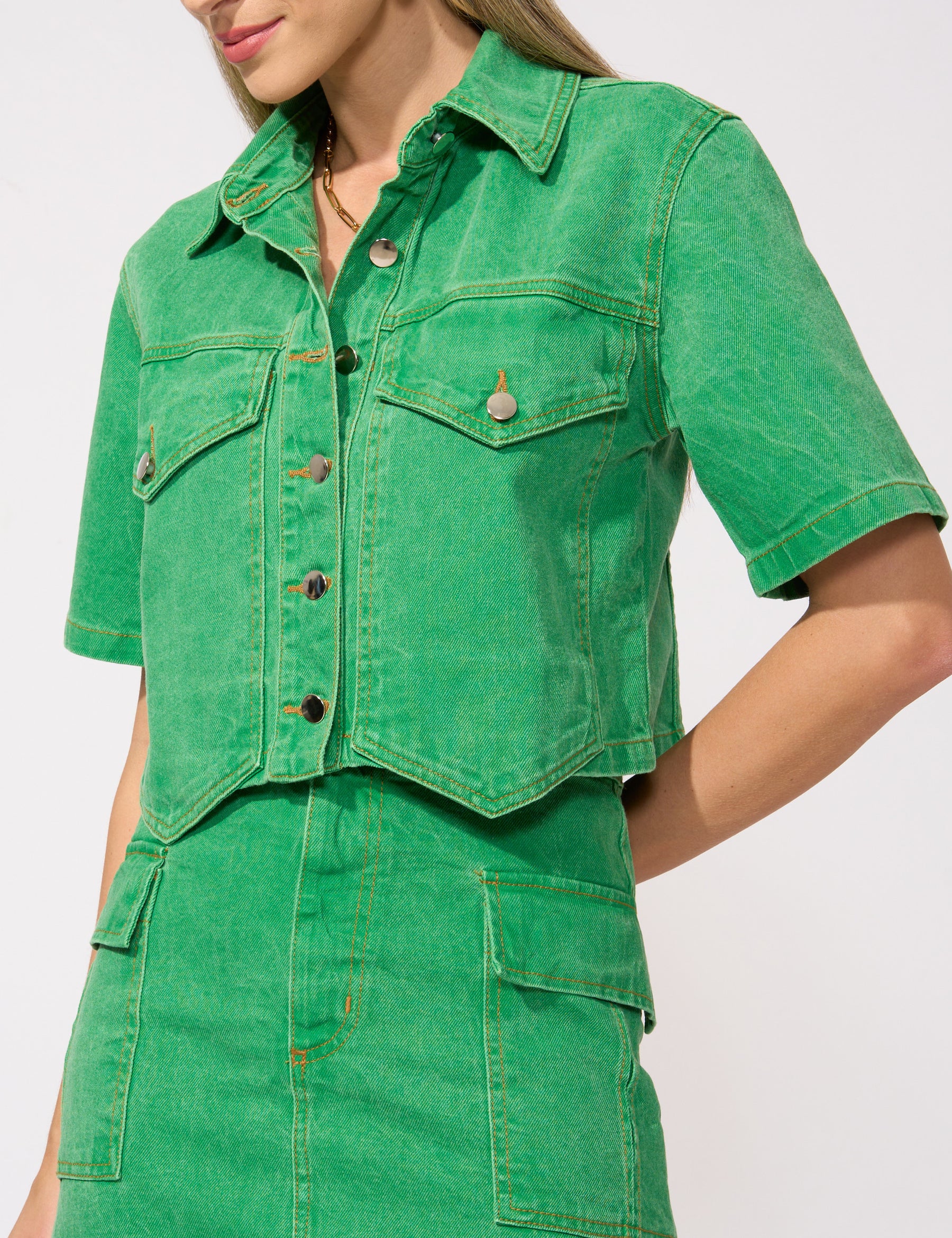 Camisa Cropped Jasmin Verde